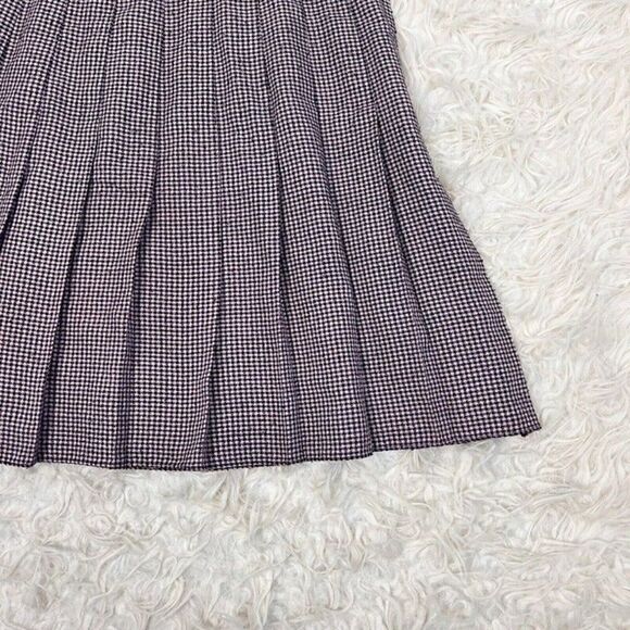 Vintage Kips Bay Pink & Black Womens Houndstooth Plaid Skirt Pleated Skater 9/10 - Picture 9 of 12
